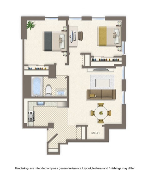 whitelaw 2 bedroom 611 sq ft floor plan